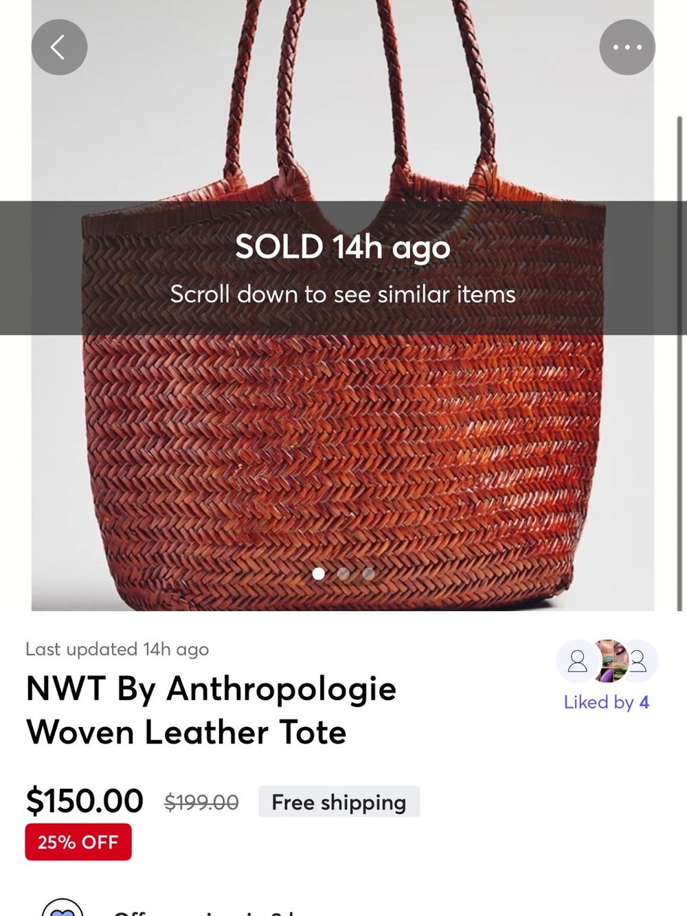 NWT By Anthropologie Woven Leather Tote